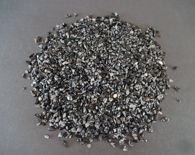 250 Grams Natural Snowflake Obsidian Stone Chips, Undrilled, 3~11x1~7mm Size, 1/2 Pound, No Holes, Snowflake, Mineral Stones, Glossy