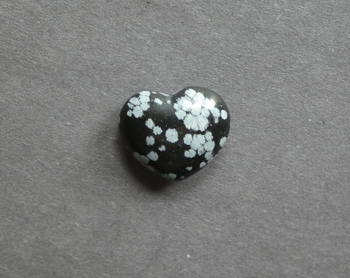 20x23x10mm Natural Snowflake Obsidian Heart Love Stone, Black and White, Pocket Palm Stone for Reiki Balancing, One of a Kind, Gemstone