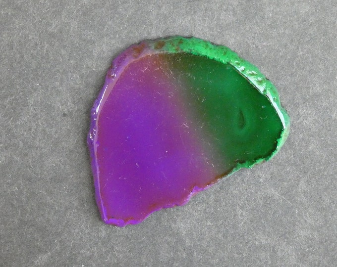 65x50mm Natural Agate Slice Cabochon, Gemstone Cabochon, Dyed, Two Tone Agate Slice, One of a Kind, Only One Available, Unique Agate Nugget