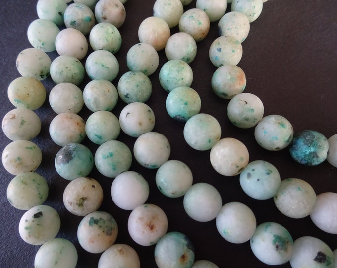 16 Inch Strand 8mm Natural Chrysocolla Frosted Ball Beads, Dyed, About 52 Stone Beads, Natural Gemstone, Unfinished, Blue Crystal Bead
