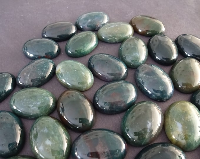 25x18x7mm Natural Green Moss Agate Gemstone Cabochon, Oval Cabochon, Polished Agate, Green Cabochon, Natural Stone, Agate, All Green Agate