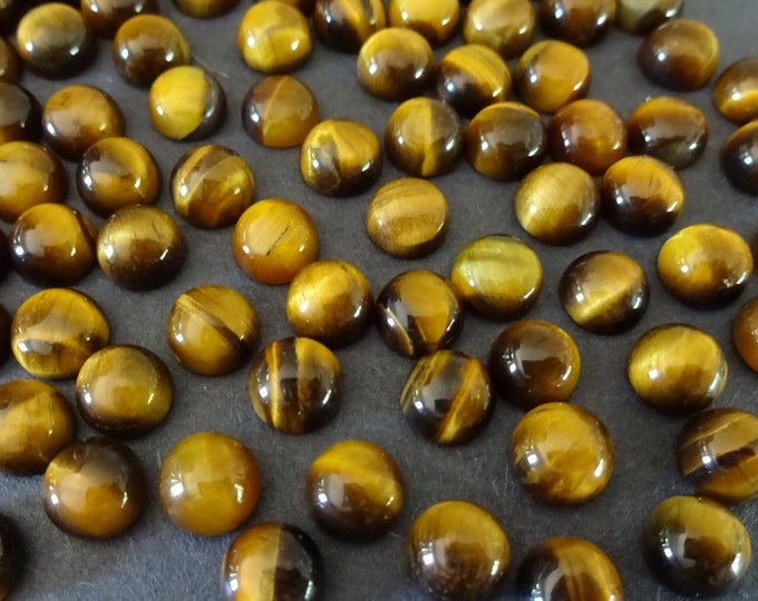 6mm Natural Tiger Eye Gemstone Cabochon, Round Cabochon, Polished Gem, Dome Cabochon, Natural Gemstone, Polished, Tiger's Eye, Tigereye