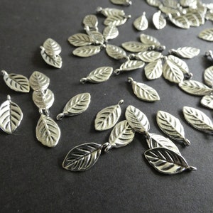 16mm Alloy Metal Leaf Charms, Leaves Pendants, Silver Color, Lightweight, Silver Leaf, 2mm Hole, Tiny Leaf, Nature Pendant, Autumn Theme