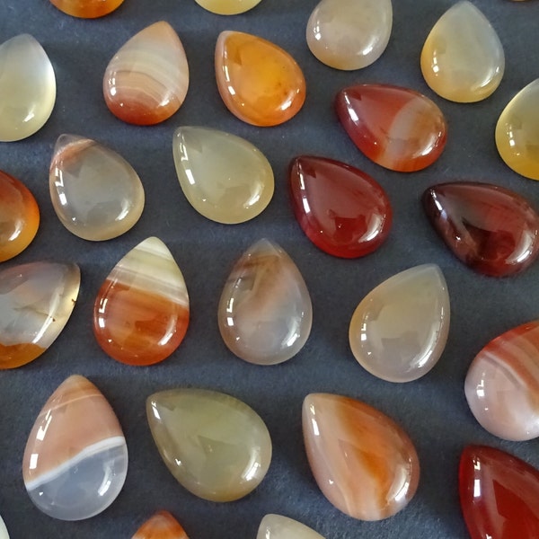 18x13mm Natural Carnelian Cabochon, Teardrop Gemstone Cabochon, Polished Gem, Red-Orange Color, Orange Gem, Unique Stone, Cool Gemstone