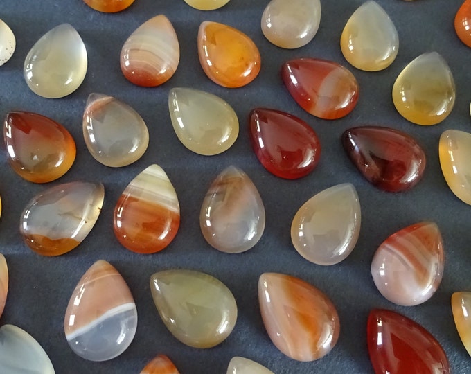 18x13mm Natural Carnelian Cabochon, Teardrop Gemstone Cabochon, Polished Gem, Red-Orange Color, Orange Gem, Unique Stone, Cool Gemstone