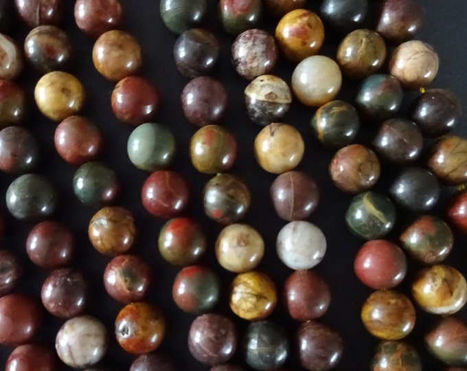 10mm Natural Picasso Jasper Bead Strand, Picasso Stone Beads, 15 Inch Strand Of About 38 Ball Beads, Jasper Beads, Natural Gemstone