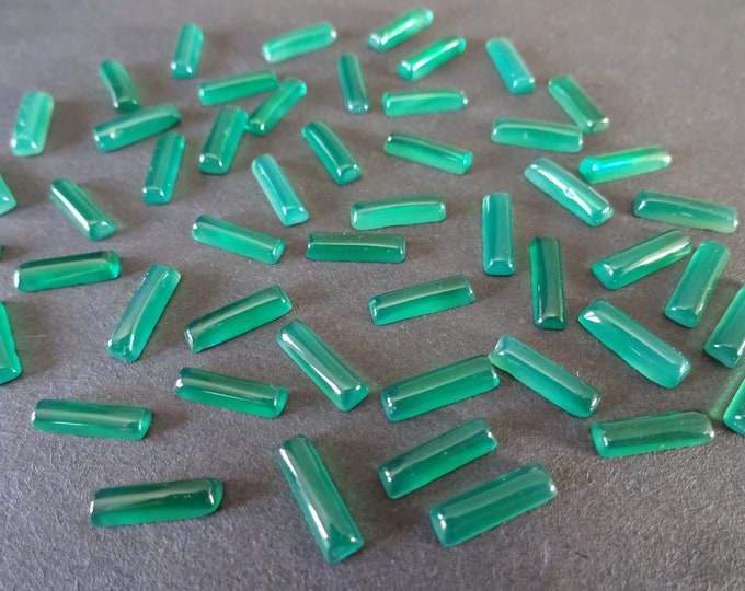 5 PACK 10mm Dyed Green Agate Rectangle Cabochon, Dyed, Rectangle Cabochon, Natural Green Agate, Polished Gem, Natural Gemstone, Flat Back