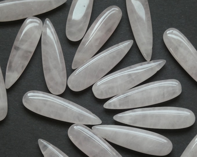 35-37mm Natural Rose Quartz Pendant, Side Drilled, Teardrop Pendant, Large Charms, Polished Gemstone Jewelry, Pink Quartz Teardrop, 1mm Hole