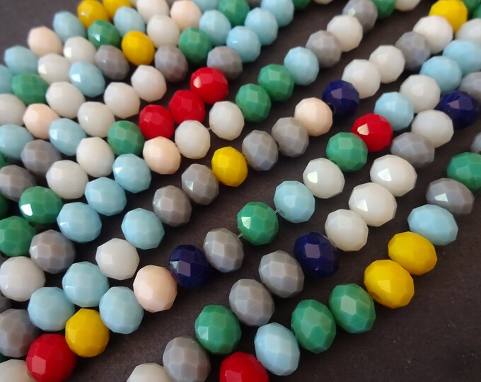17 Inch 8x6mm Faceted Electroplated Glass Bead Strand, About 69 Rondelle Beads, Mixed Color, Glass Bead Mixed Lot, LIMITED SUPPLY, Hot Deal!