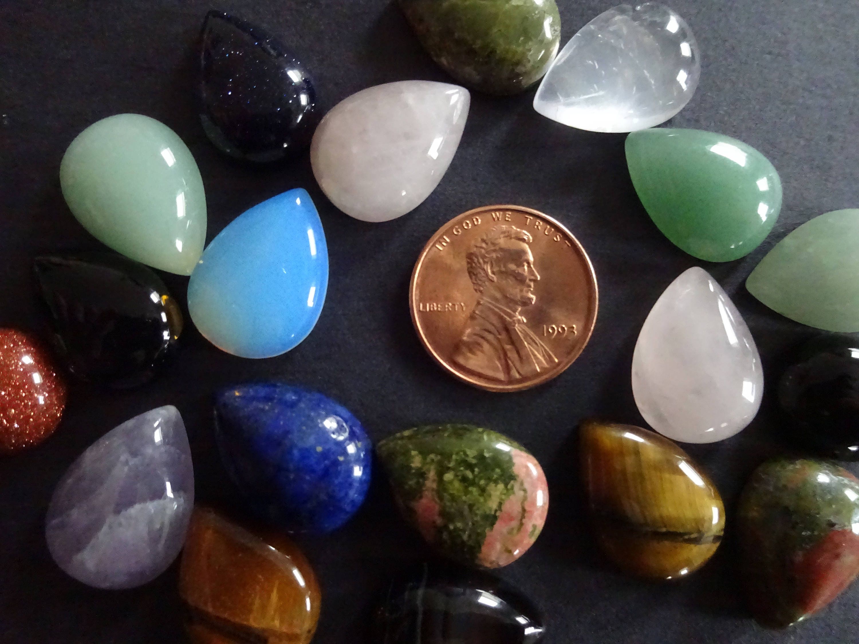 Set of 5 Teardrop Mixed Lot Gemstone Cabochons 13x18x5mm | Etsy