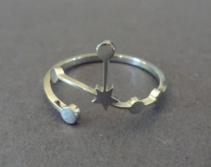 Stainless Steel Cancer Ring, Adjustable Constellation Ring, Zodiac Ring, Astrology Horoscope Ring, Water Element Zodiac, June 22–July 22