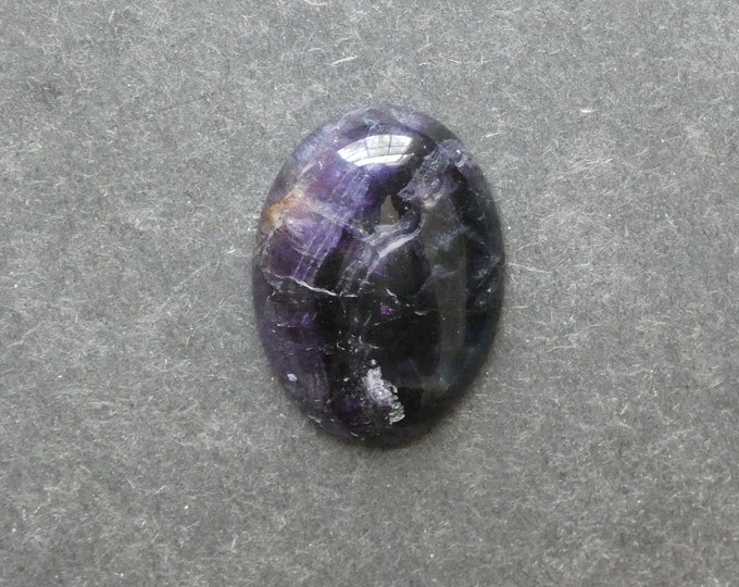 30x22mm Natural Fluorite Cabochon, Gemstone Cabochon, Purple Stone, Large Oval, One of a Kind, Only One Available, Unique Fluorite Cabochon