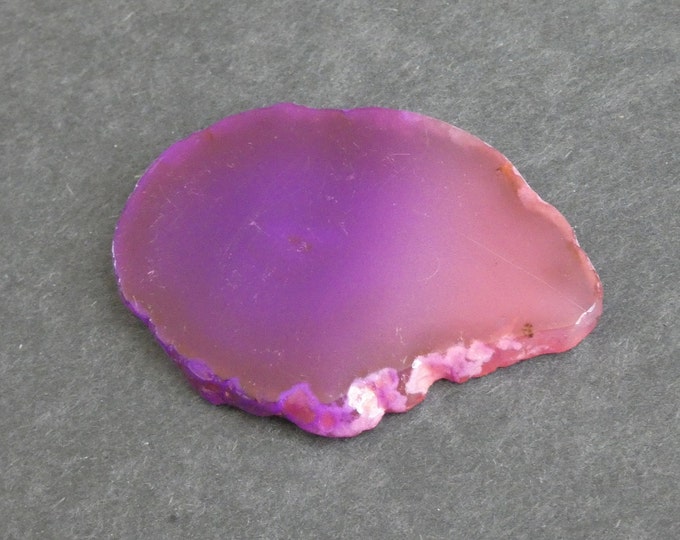 71x49mm Natural Agate Slice Cabochon, Gemstone Cabochon, Dyed, Two Tone Agate Slice, One of a Kind, Only One Available, Unique Agate Nugget