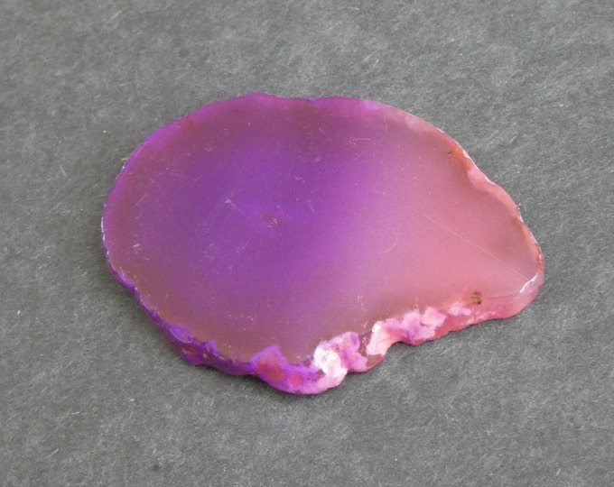 71x49mm Natural Agate Slice Cabochon, Gemstone Cabochon, Dyed, Two Tone Agate Slice, One of a Kind, Only One Available, Unique Agate Nugget