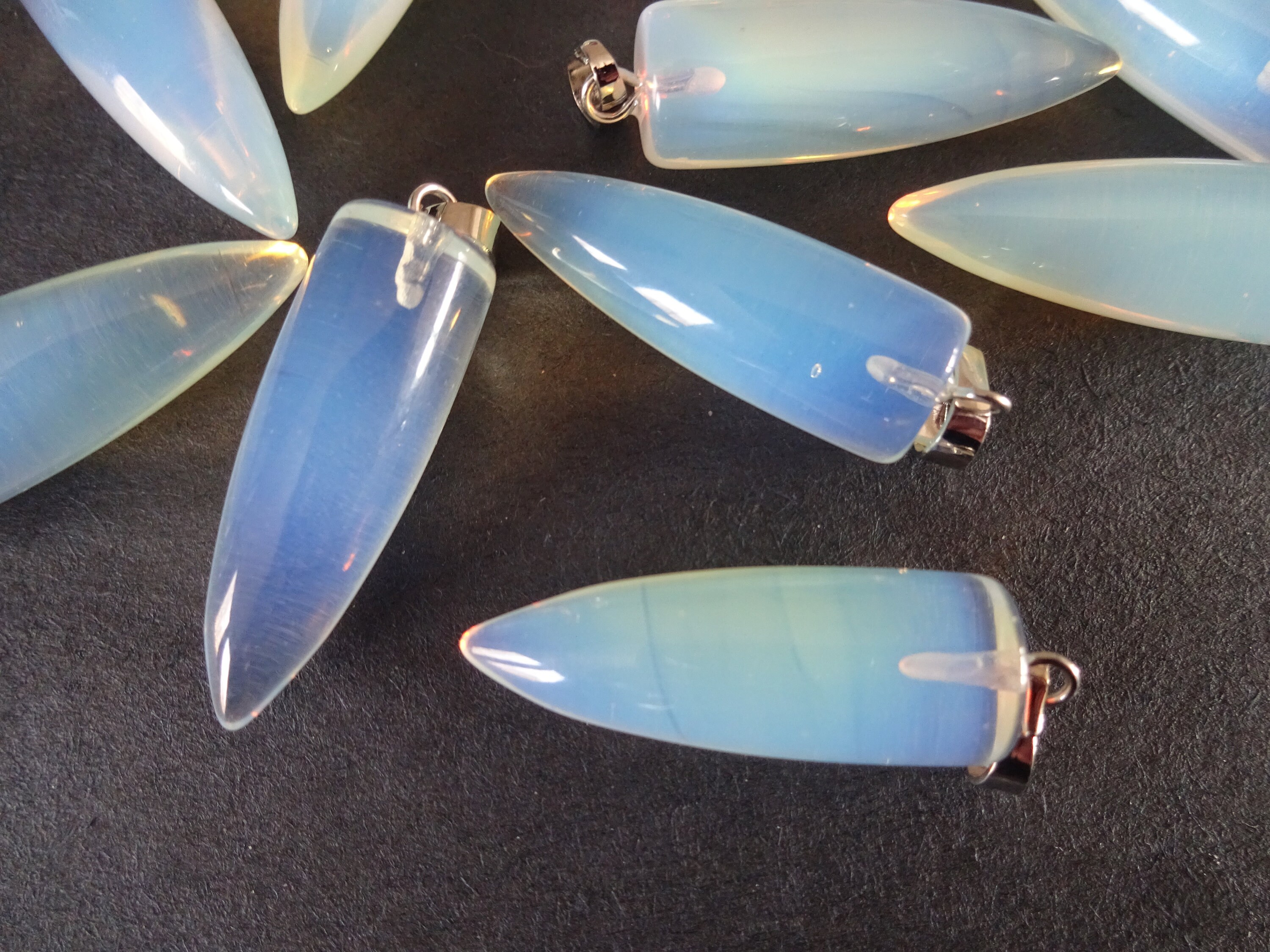 32-35mm Glass Opalite Pendant With Brass, Opalite Bullet, Bullet ...