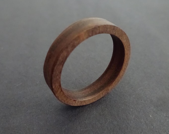 Dark Brown Natural Wood Band, Handcrafted Sandalwood Ring, Sizes 7-10, Simple Brown Band, Classic Wooden Band, 5mm Wide, Wood Grain Ring