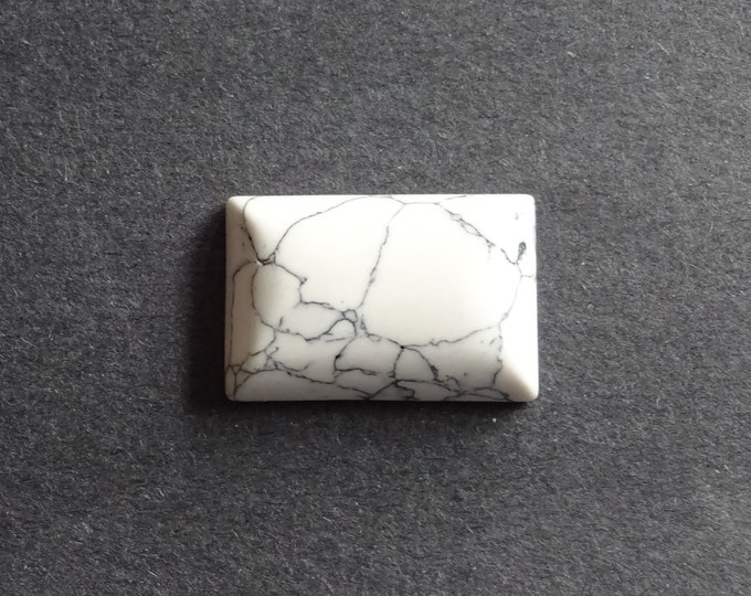 30x20 Natural Howlite Cabochon. Rectangle, White and Gray, One Of A Kind, As Seen In Image, Only One Available, White Howlite Stone Cabochon