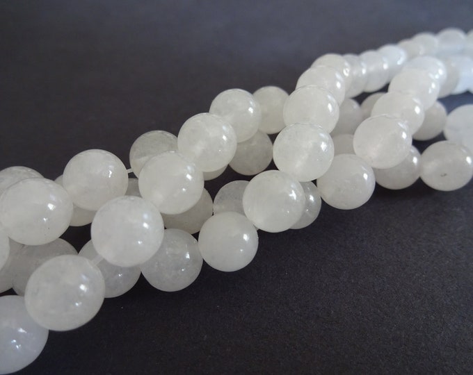 8-8.5mm Natural White Jade Ball Bead Strand, 15.5 Inch Strand Of About 47 Beads, Natural Gemstone, White Jade Crystal Bead, Semi Transparent