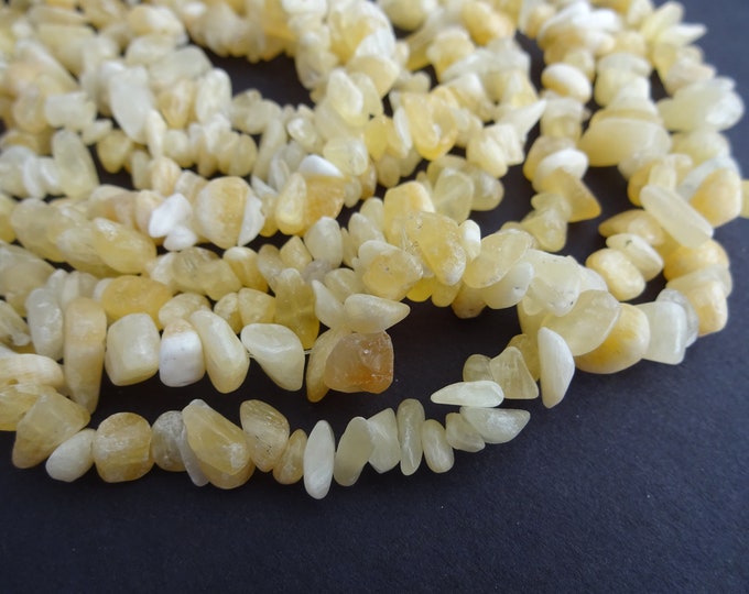 34 Inch Strand Natural Yellow Calcite Beads, Coated, 8-9mm Natural Stone Bead, About 275 Gemstone Beads, Semi Transparent Light Yellow Chips