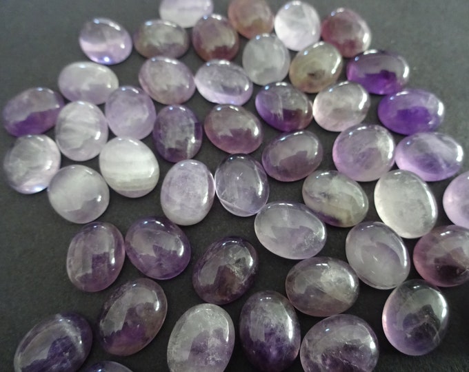 10x8mm Natural Amethyst Cabochon, Oval Cabochon, Polished Gem, Natural Gemstone, Purple Amethyst, February Birth Stone, Pretty Violet Gem