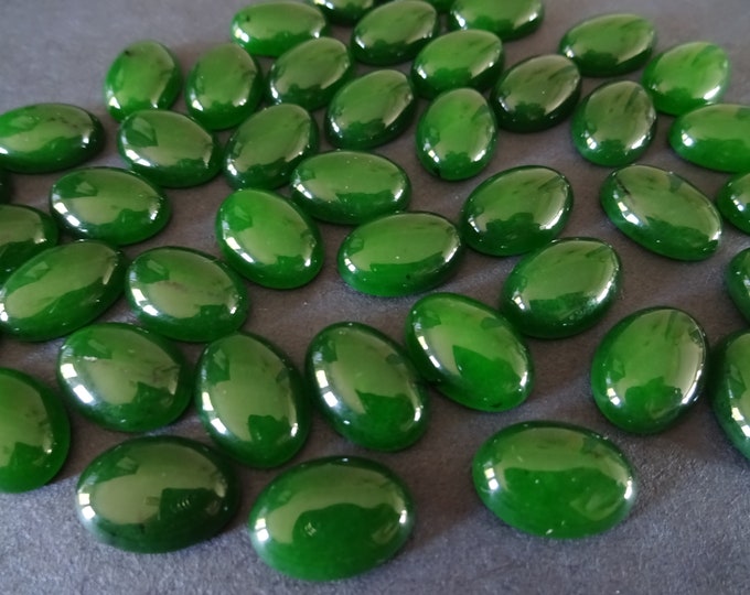 14x10mm Natural Malaysia Jade Gemstone Cabochon, Oval Cabochon, Polished Gem, Green Cabochon, Natural Stone, Jade Stone, Bold Green Jade