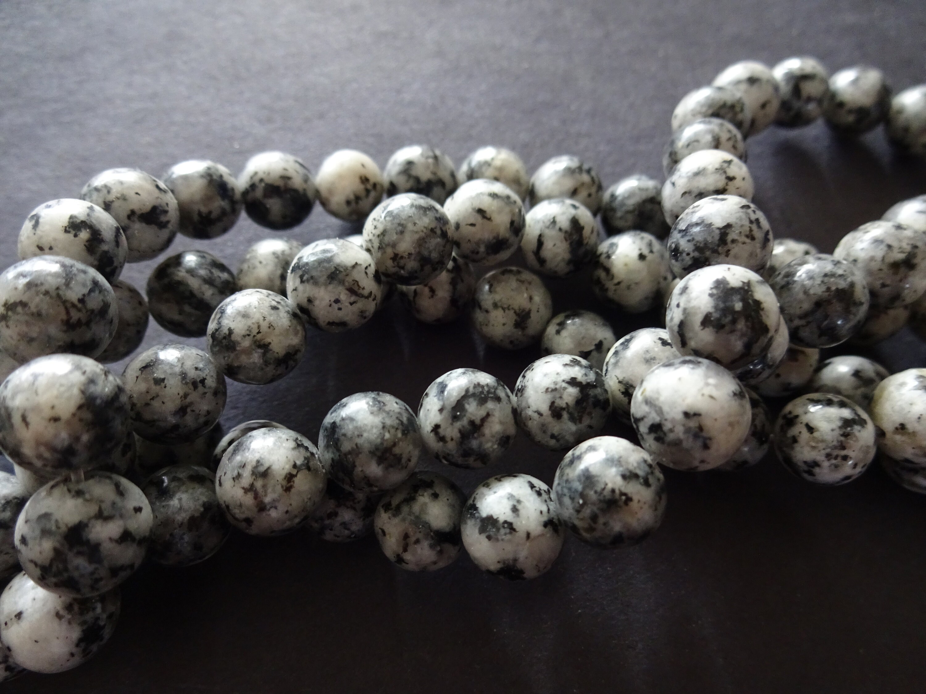 8mm Natural Sesame Jasper Ball Beads, 15.5 Inch Strand Of About 47