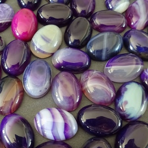 18x13mm Natural Purple Agate Gemstone Cabochon, Dyed Oval