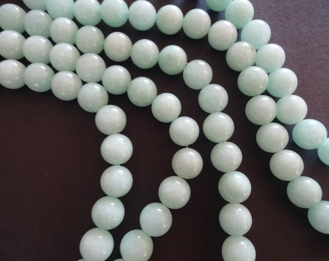 15 Inch 10mm Natural Blue Malaysia Jade Bead Strand, Dyed, About 38 Round Ball Bead, Aquamarine Jade, Natural Gemstone Beads, 1mm Hole