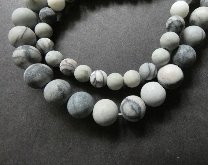 15.5 Inch 6-8mm Natural Picasso Jasper Bead Strand, About 47-63 Jasper Beads, Round, Unfinished, Frosted Stone Beads, Natural Gemstone Beads