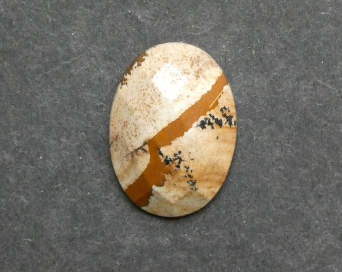 30x22x7mm Natural Picture Jasper Faceted Cabochon, Gemstone Cabochon, One of a Kind, Brown, Oval, Only One Available, Unique Jasper Stone