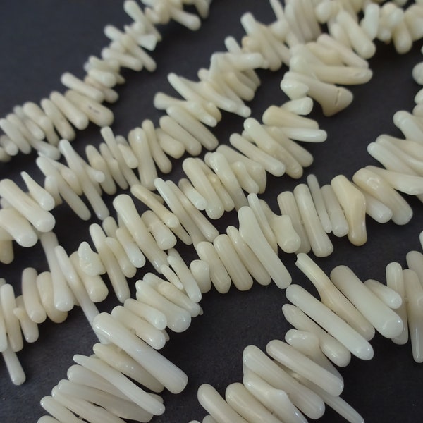 16 Inch 6x1mm-12x2mm Natural Bamboo Coral Bead Strand, Dyed, About 200 Cupolini Beads Per Strand, White Chips, LIMITED SUPPLY, Hot Deal!