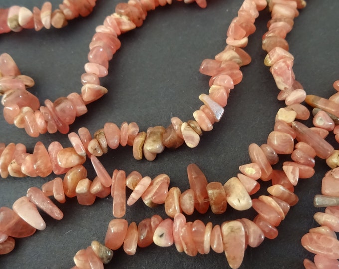 16 Inch 3-5mm Natural Rhodochrosite Bead Strand, Pink Stone Beads, Pink Mineral, Gemstone Nuggets, Strand Of Rock Beads, Polished Stones