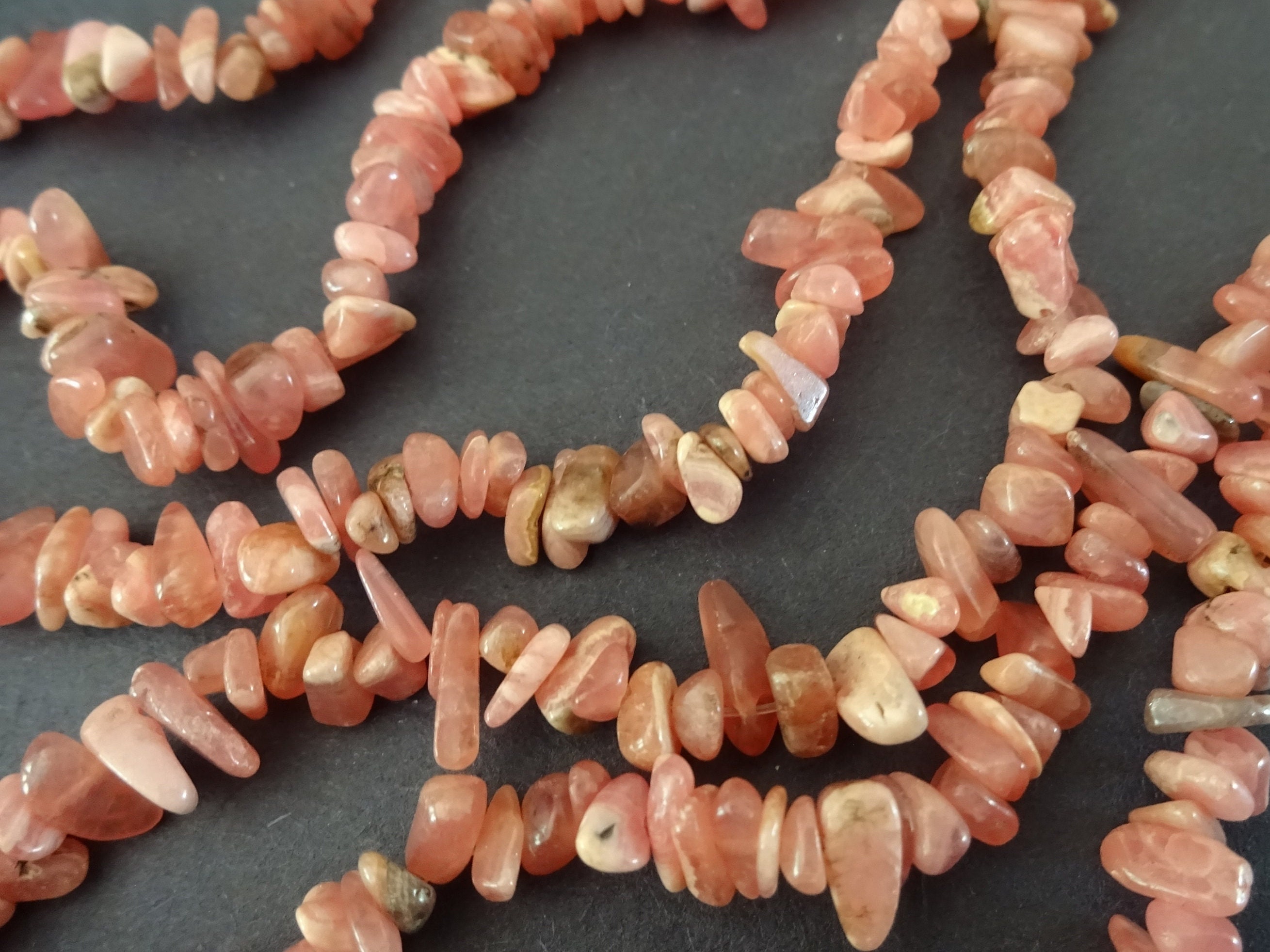 16 Inch 3-5mm Natural Rhodochrosite Bead Strand, Pink Stone Beads