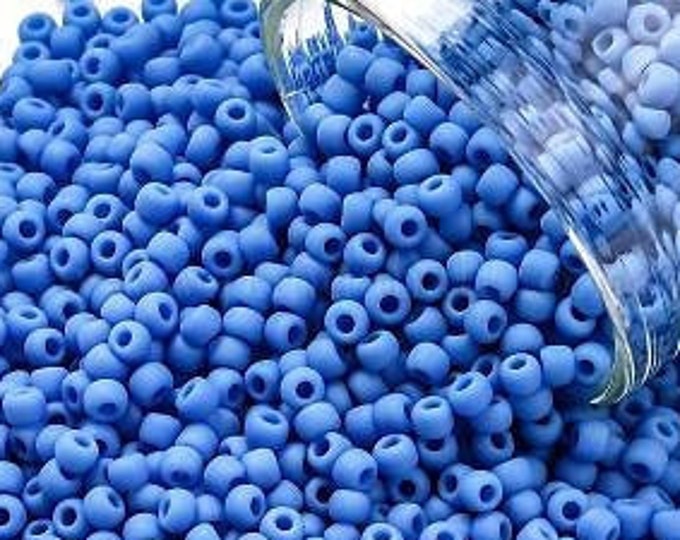 11/0 Toho Seed Beads, Opaque Frost Cornflower (43DF), 10 grams, About 1103 Round Seed Beads, 2.2mm with .8mm Hole, Frost Finish