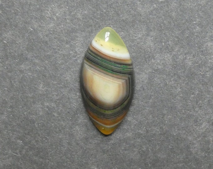 40x19.5mm Natural Brazilian Agate Cabochon, Gemstone Cabochon, Horse Eye, Yellow & Brown, Dyed, One of a Kind, Only One Available, Unique