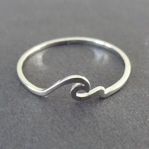 May include: A silver ring with a wave design.