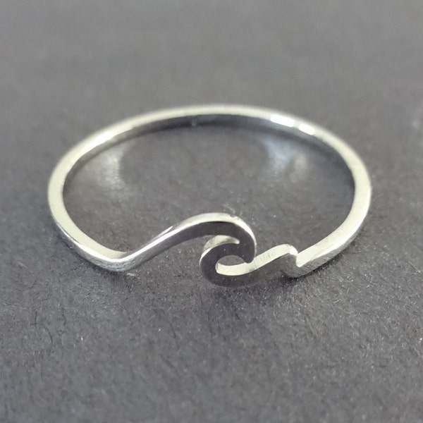 Stainless Steel Ocean Wave Ring, Wave Band, US Sizes 7-11, Handcrafted Steel Ring, Simplistic Unisex Jewelry, Trendy Sea Wave Ring, Silver