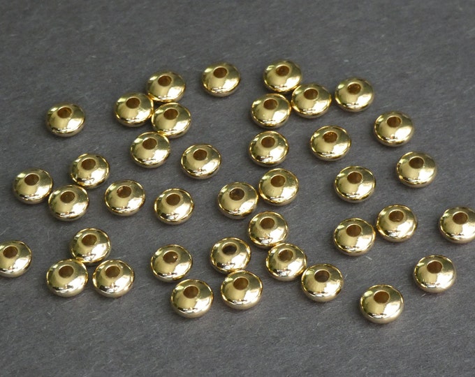 20 PACK 6x3mm Brass Saucer Beads, Classic Gold Color, Round Metal Spacers, 2mm Hole, Brass Spacer Beads, Rondelle Spacers, Saucer Spacer