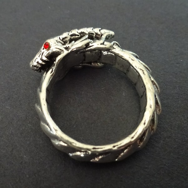 Stainless Steel Dragon Ring,  Mythology Fantasy Ring, Amulet Ring, Silver Color, Sizes 7-13, Dragon Jewelry, Gothic Steel Band