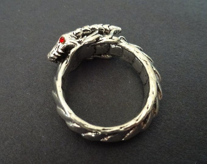 Stainless Steel Dragon Ring,  Mythology Fantasy Ring, Amulet Ring, Silver Color, Sizes 7-13, Dragon Jewelry, Gothic Steel Band