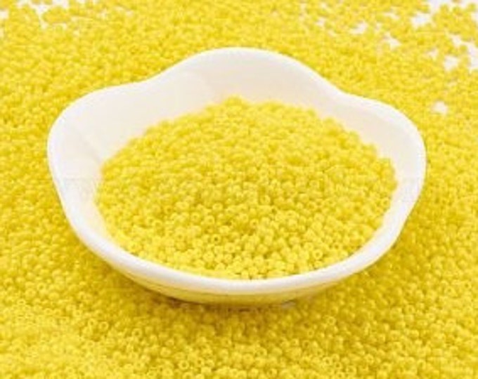 11/0 Toho Seed Beads, Opaque Yellow (42), 10 grams, About 933 Round Seed Beads, 2x1.5mm with .5mm Hole, Opaque Finish