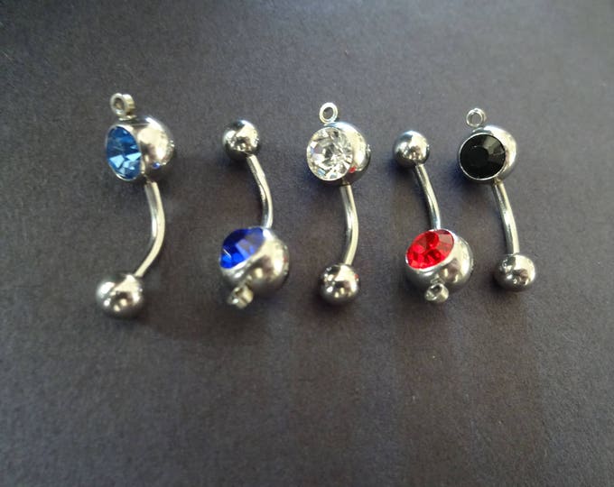 304 Stainless Steel Rhinestone Belly Ring, Naval Ring, Naval Piercing, Color Belly Ring, Body Jewelry, Belly Piercing, Sparkling Belly Ring