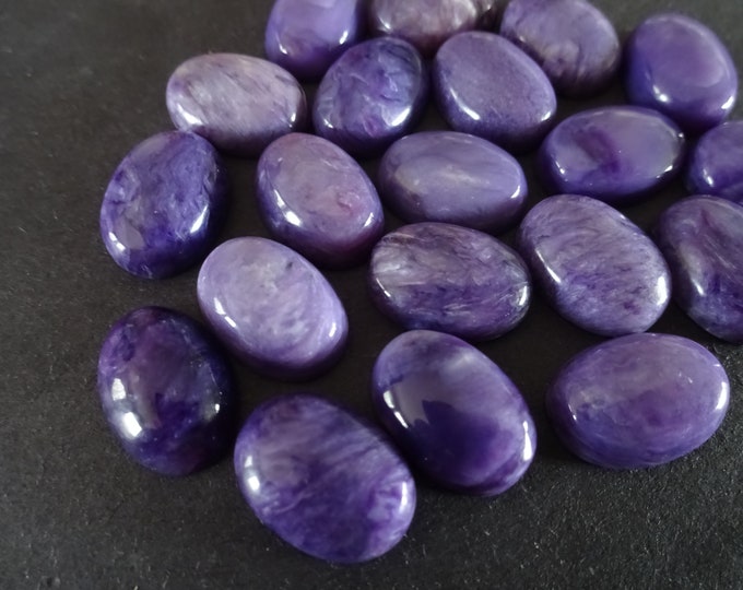 14x10mm Natural Charoite Cabochon, Gemstone Oval Cabochon, Polished Stone, Purple Cabochon, Natural Stone, Rare Charoite Mineral Cab