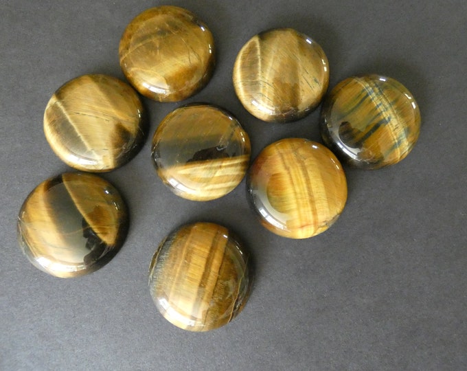 30mm Natural Tiger Eye Cabochon, Round Cabochon, Polished Gem, Tigereye Cabochon, Natural Gemstone, Polished, Tiger's Eye, Tigers Eye