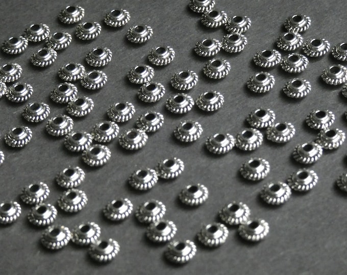 100 PACK of 5X3mm Rondelle Beads, Tibetan Style Metal Bead, Metal Rondelle Bead, Silver Rondelle Beads, Silver Metal Beads, Rondelle Spacer