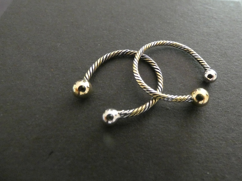 Adjustable Silver Band Jewelry For Her Two Tone Thai Sterling Silver Ring Silver and Gold Colors Twisted Pattern Link Cuff Ring