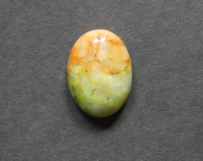 30x22x7.5mm Natural Calcite Cabochon, Gemstone Cabochon, Green and Orange, Dyed, One of a Kind, Only One Available, Multicolor Calcite Stone