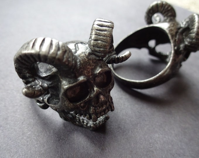 Gothic Demon Stainless Steel Ring, Skull Ring, Gothic Ring, Skull Jewelry, Halloween Ring, Skull Band, Skeleton Ring, Metal Skull