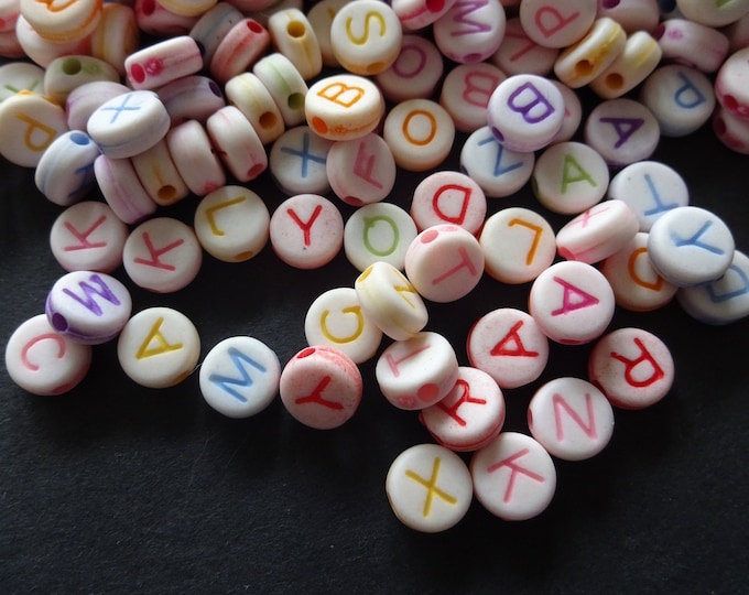 7x4mm Acrylic Alphabet Beads, Flat Round Letter Bead, Friendship Bracelet Beads, Monogram Jewelry, Rainbow Mixed Color, Perfect For Crafts