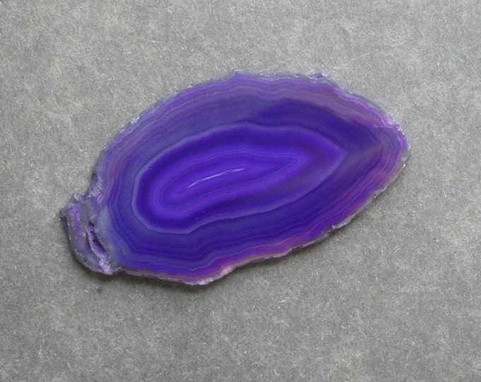 73x39mm Natural Agate Slice Cabochon, Gemstone Cabochon, Purple Agate Slice, Dyed, One of a Kind, Only One Available, Unique Agate Nugget